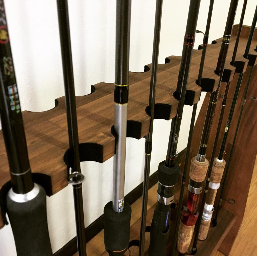 WOOD WORKS Made in Japan Rod stand for 19 rods on both sides Body Felt [Brown] [Black]