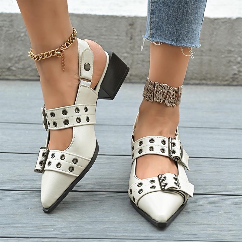 

Fashion Pointed Toe Women High Heels Shoes Summer Fashion Sandals Chunky Cozy Pumps Designer 2025 Brand Trend Walking Zapatos De Mujer 43 бежевый
