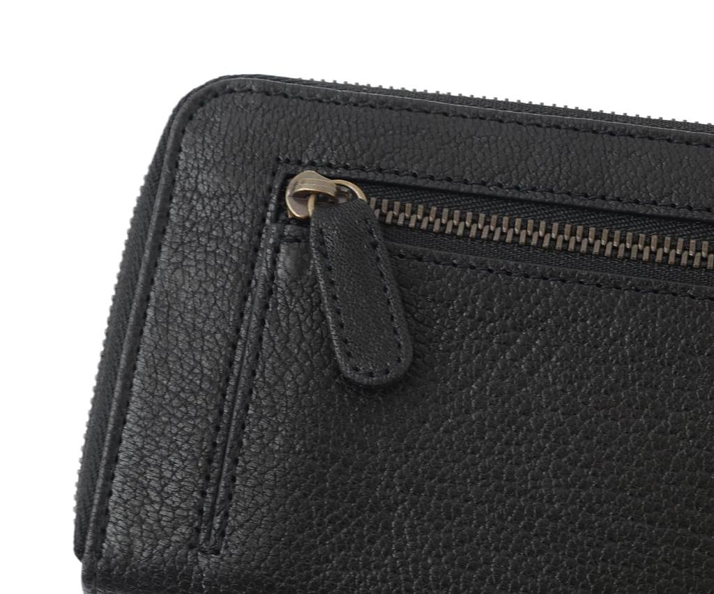 Genten Goat Basic Long Wallet, Large Zipper, Women's, 44361-12, Junkuro
