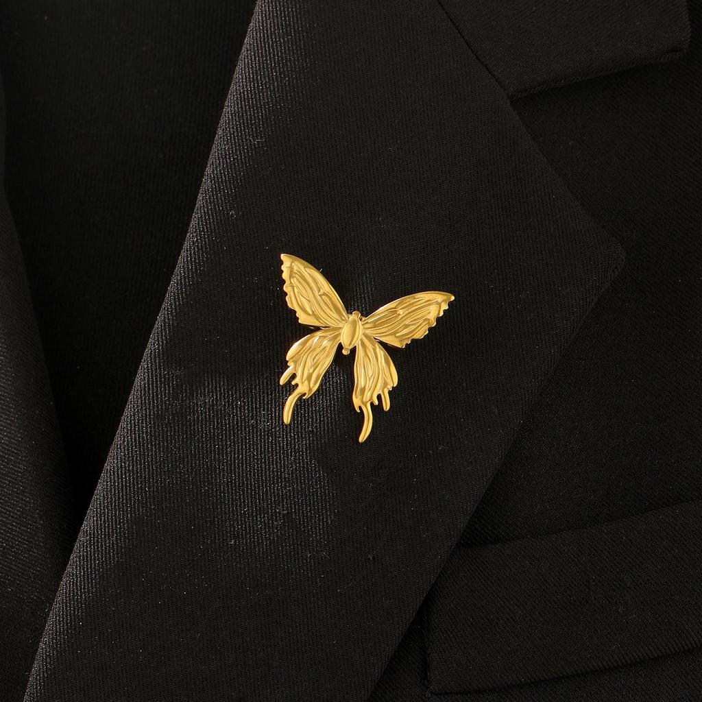 Stainless Steel Geometry Metal Brooch for Women Sun Heart Star Flower Butterfly Charm Vintage Brooches Pins Clothes Accessories