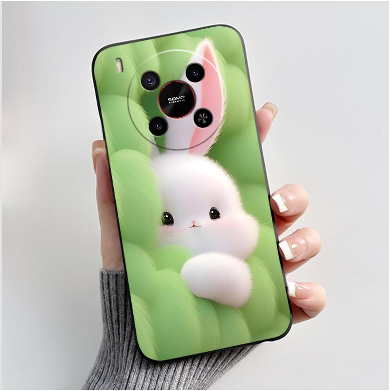 Case For ZTE Blade V70 Max / Nubia V70 Max Phone Case Black Soft Silicone Shockproof Cover Luxury Cute Love Rabbit Funny Casing