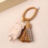 Retro Wooden Cat Keychain Hand Carved Cute Kitty Bag Pendant Decor Car Keyring For Women Couple  Jewelry Accessories Gift