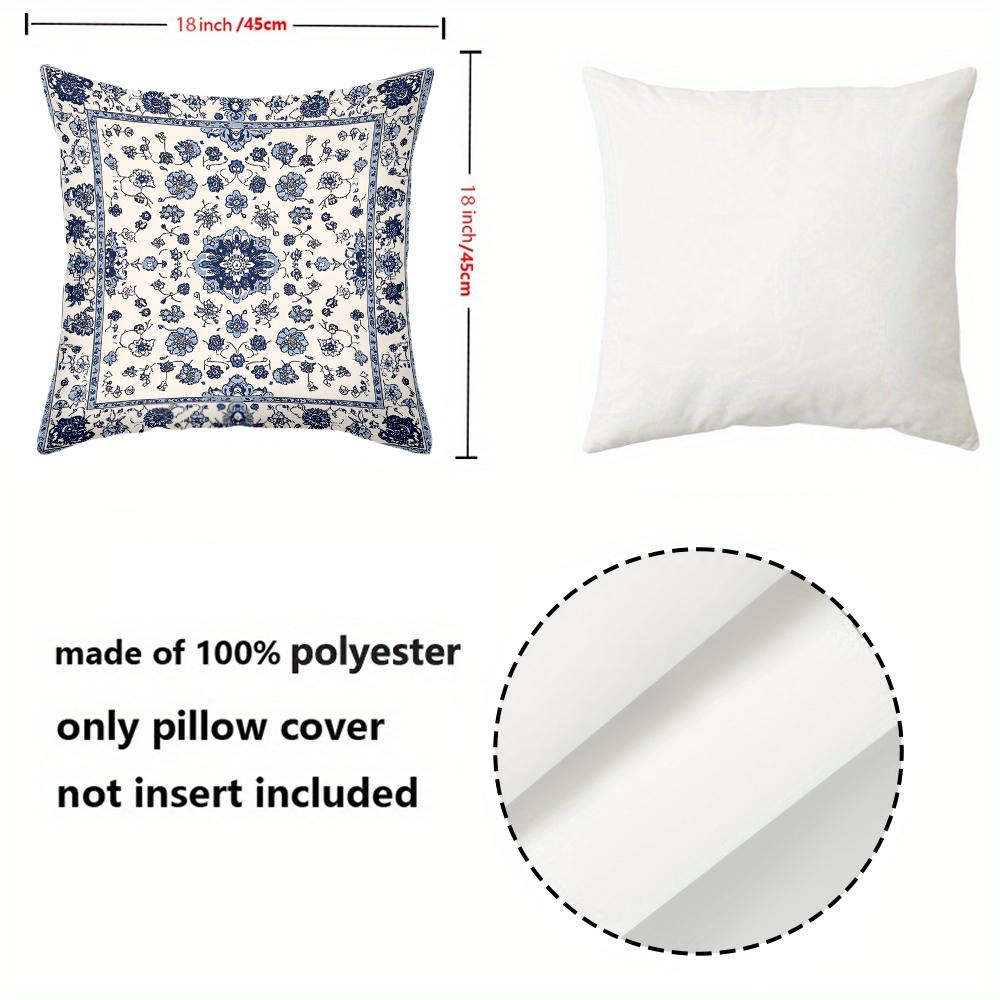 1 piece of blue and white floral pattern decorative pillow, polyester fiber pillowcase, sofa cushion, headboard pillow