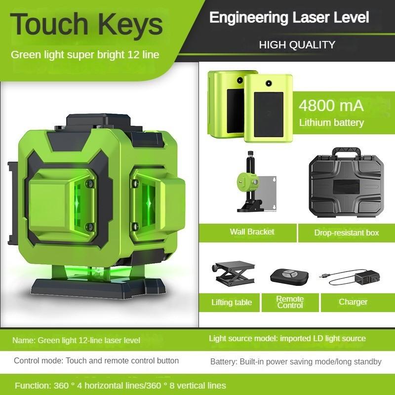 Nivel Laser Nou Verde cu 12/16 Linii Portabil cu Autonivelare Proiector Laser Linii Incrucișate Orizontale și Verticale la 360° Instrument de Măsură