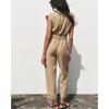 Spring and Summer New Women's Clothing European and American Leisure with Belt Fashion Sleeveless Lapel Jumpsuit 3897091