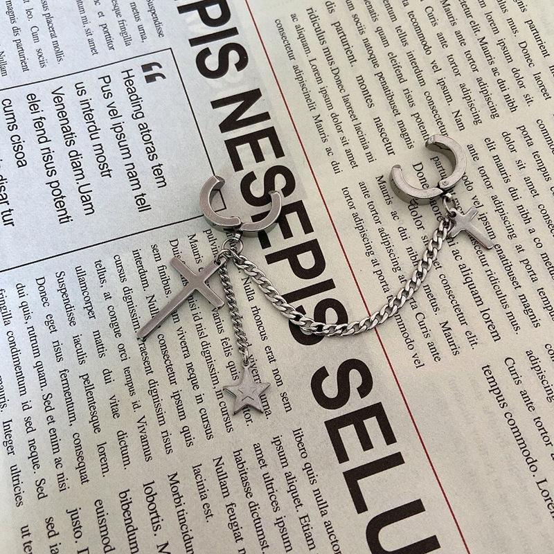 

Серьги-унисекс из титановой стали Star Cross - универсальные корейские хип-хоп крутые клипсы