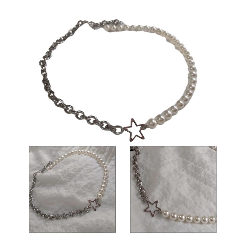 Trendy Beaded Necklace Fashionable Lady Choker Elegant Splicing Necklaces Stylish Neck Jewelry for Wedding Anniversary