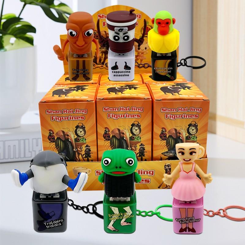 Chaveiro de Botão Homem Palito de Madeira Não Tóxico 3Dnew Tralalero Tralala Tungtungtung Com Pingente Luminoso - Decoração Periférica de Anime Presente Brinquedos