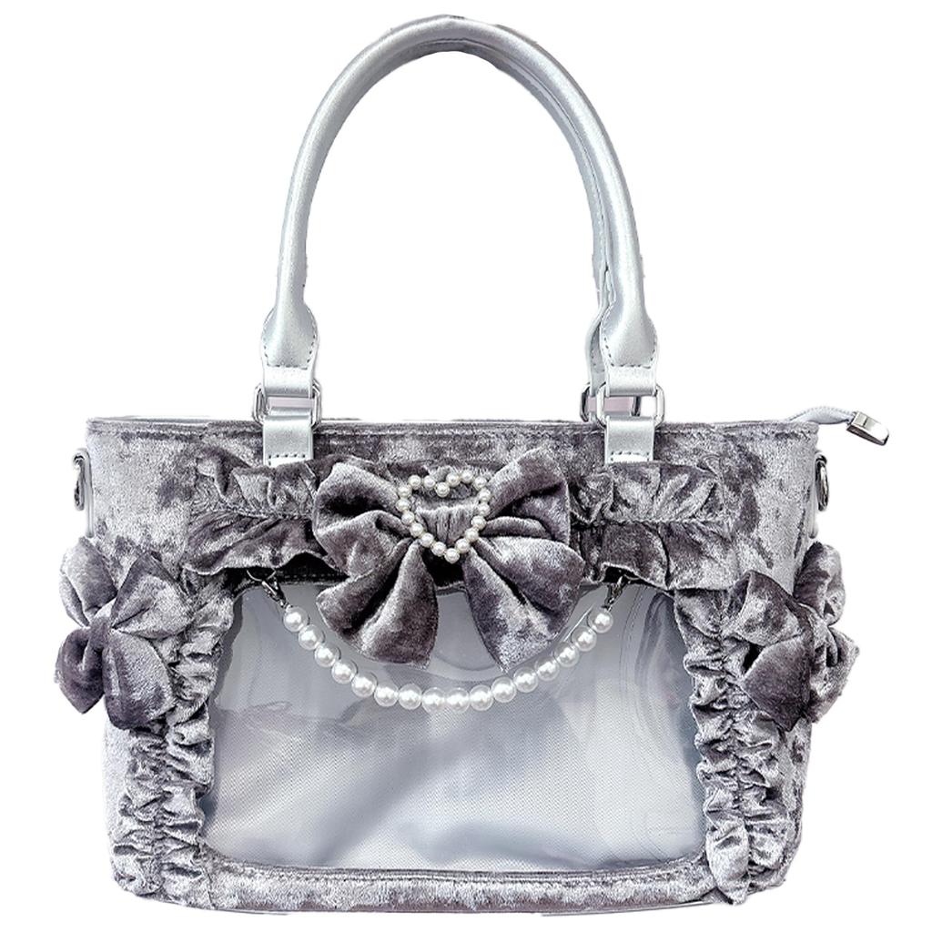Pearl Ribbon Velvet Ita Gray [Best Wish] Bag, [Used]