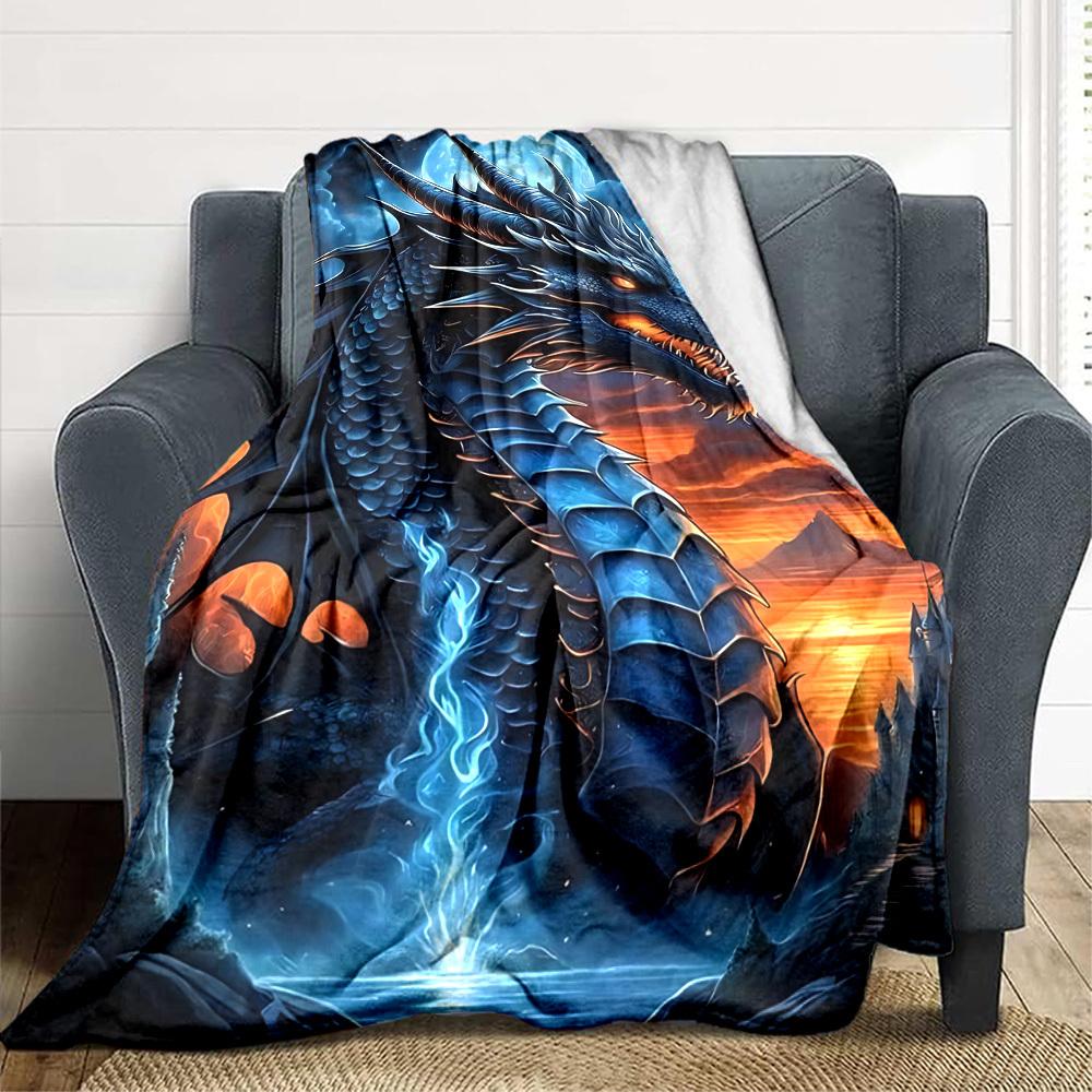 1pc Dragon Fantasy Artwork Blanket Lightweight Blanket Throw Blanket For Sofa, Bed, Travel, Camping, Livingroom, Office, Couch, Chair yy251010004