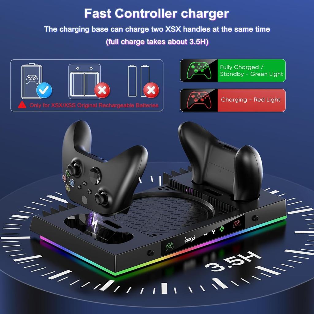 Ulepszona podstawka chłodząca do konsoli Xbox Series X, pionowy dostęp do stacji dokującej do ładowania