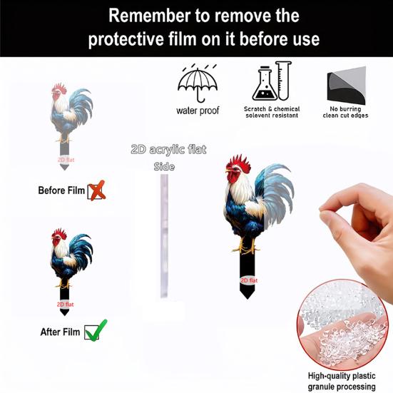 Cute Ducks Garden Stake, 2D Acrylic Rooster Decoration, Farmhouse Yard Art Stake, Outdoor Duck Welcome Sign for Lawn Flower Bed