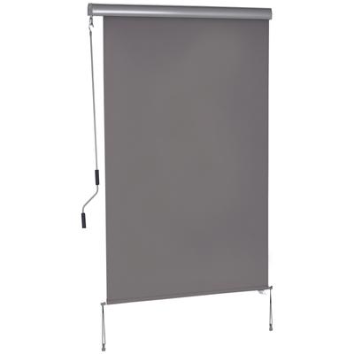 Vertical Awning Balcony Awning Vertical Blind Windbreak Side Roller Blind Privacy Screen with Hand Crank Polyester Fabric+Aluminum Gray 200 X 120 Cm