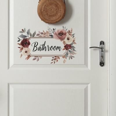Kreative florale englische Slogan Badezimmer Toilettentür Heimverschönerungsaufkleber