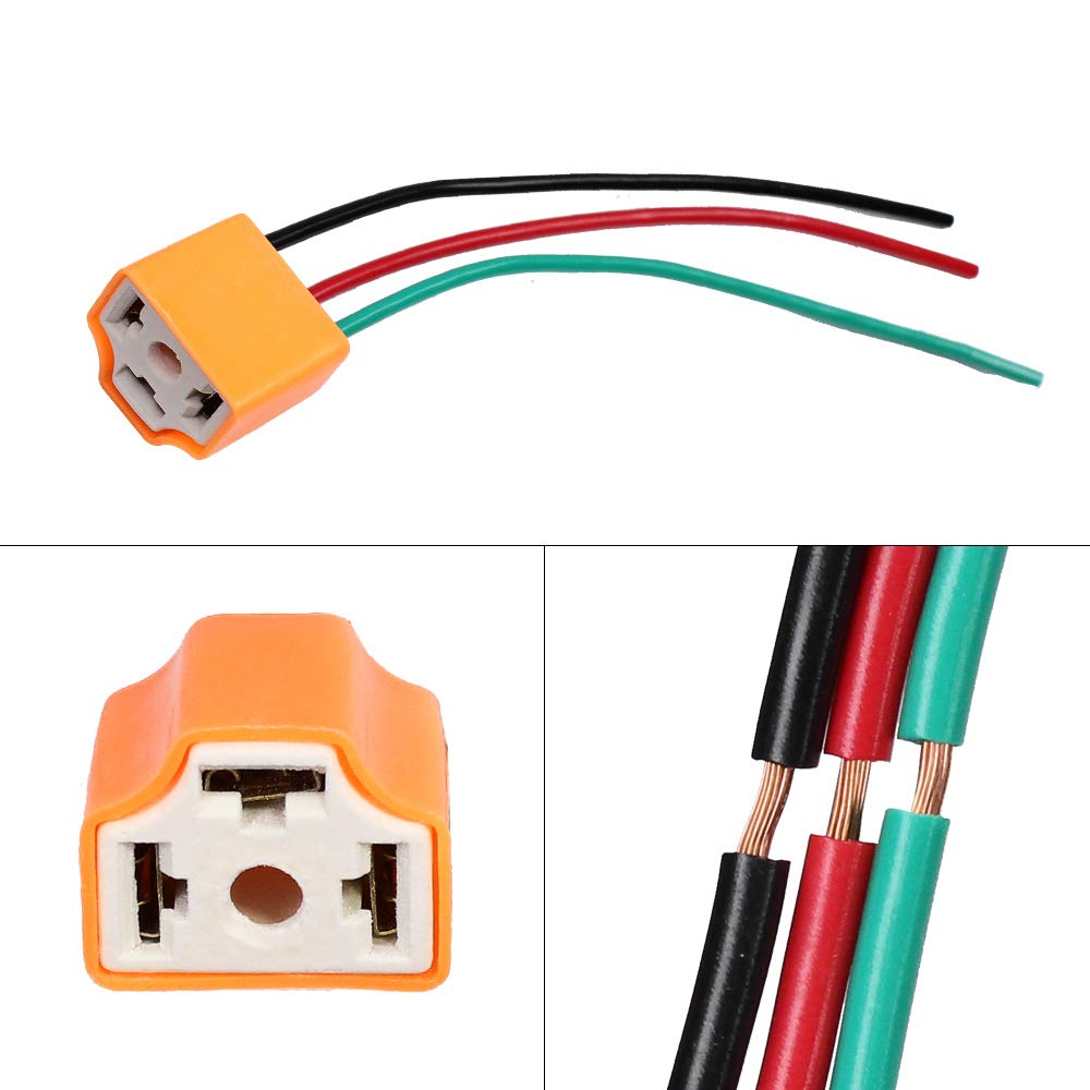 HUIQIAODS H4 Headlight Socket Lamp Connector Plug Wire Harness Adapter Pack of 2 (H4 Ceramic Socket)..