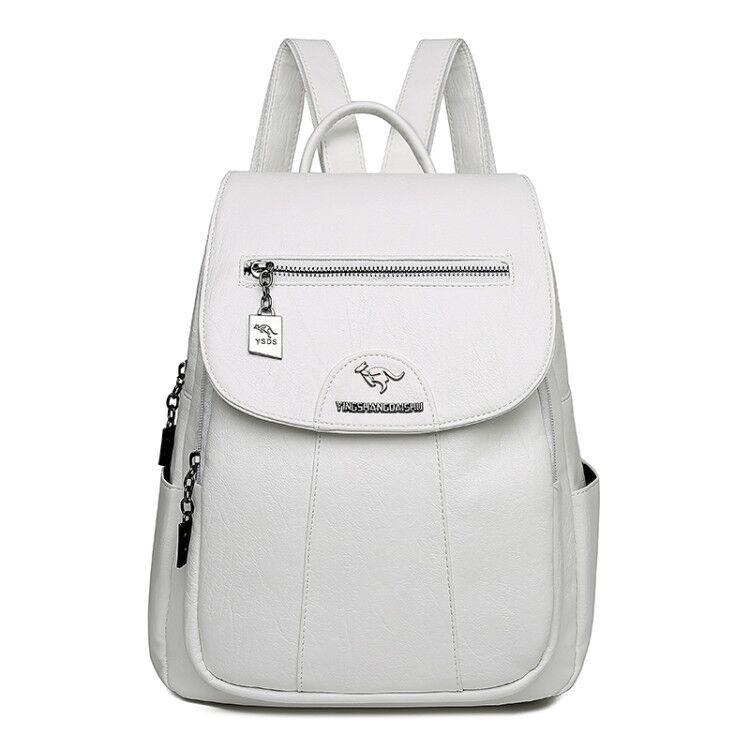Women's 2023 Soft Lambskin Backpack – Versatile Double Shoulder Bag with Large Capacity, Stylish for College Students and Casual Use.