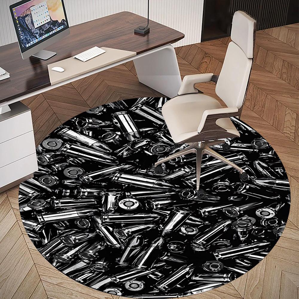 1pc bullets ammunition Round Chair mat office Area Rug - Non-Slip, Floor Mat for Office, Bedroom, and Indoor Decor p127001
