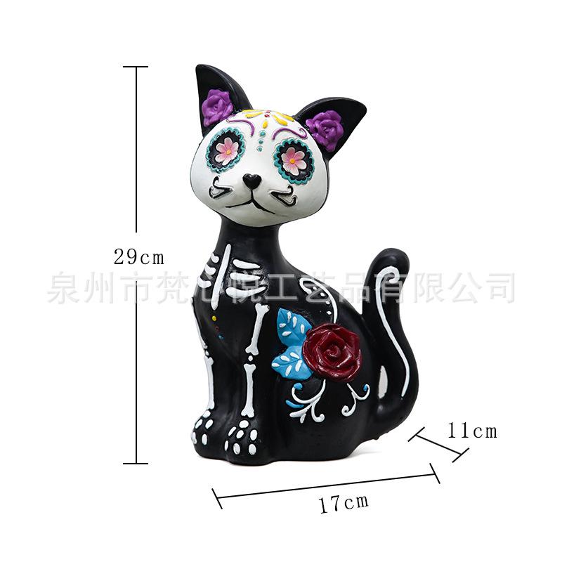Cross-border Cute Flower Cat & Dog Ornaments: Halloween & Day of the Dead Resin Crafts
