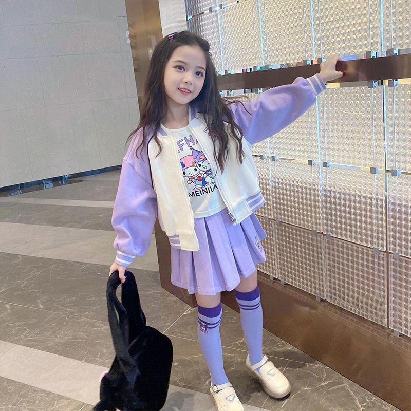 Autumn 2025 Kuromi Girls' Baseball Three-Piece Sports Set