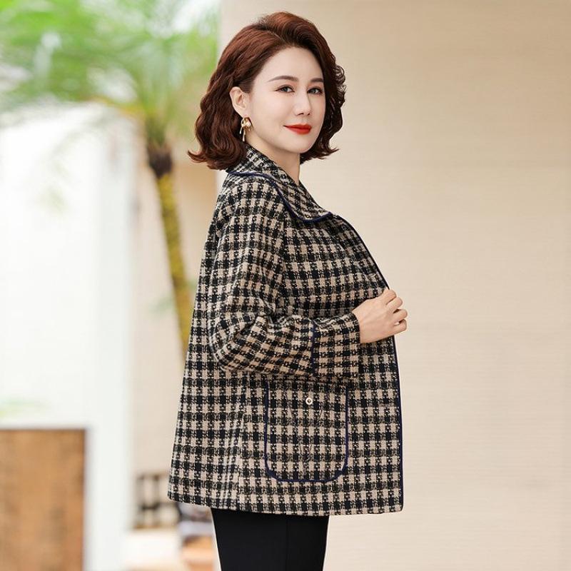 2026 Stylish Autumn Plaid Jacket for Middle-Aged and Elderly Women