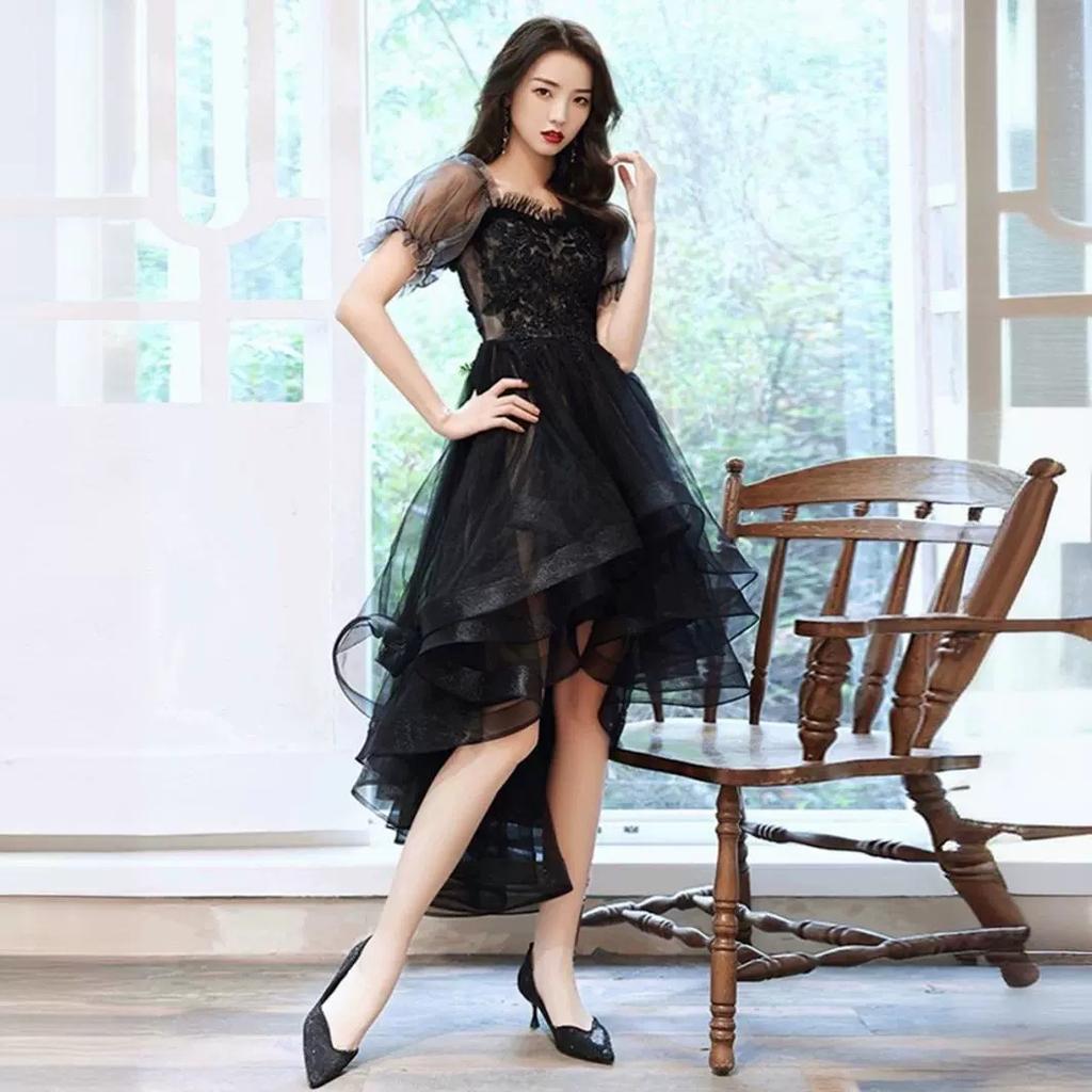 Banquet Evening Dress Dress 1011 New Graduation Season Dress Temperament Black Suspender Annual Meeting Host Dress Women