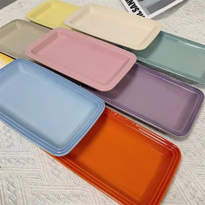 Französisches Steinzeug-Porzellan, rechteckiges Tablett, 25,4 cm, Fischteller, Pommes Frites, Knödel, Gemüsesuppe, Haushalts-Essteller