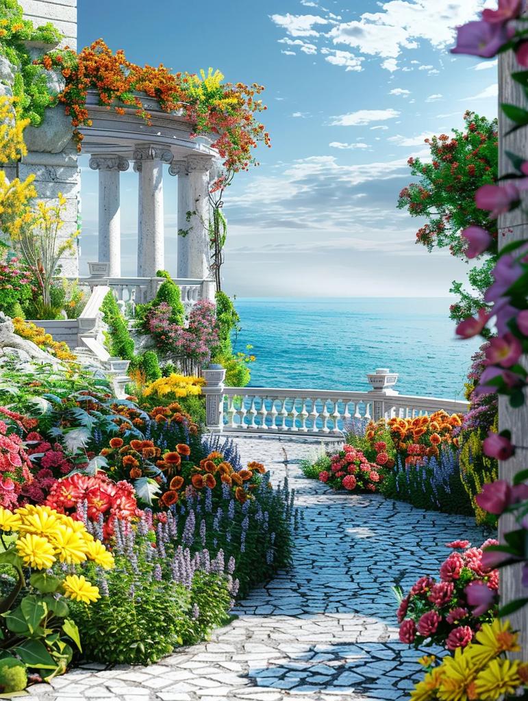 5D DIY Diamond Mosaic Seaside Needlework Painting Garden Cross Stitch Diamond Embroidery Landscape Decor For Home