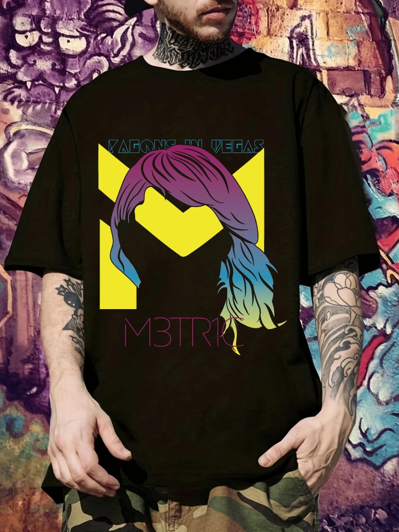 

VAGONS IN VEGAS Graphic T-shirt - Black Tee with Purple Hair Design S