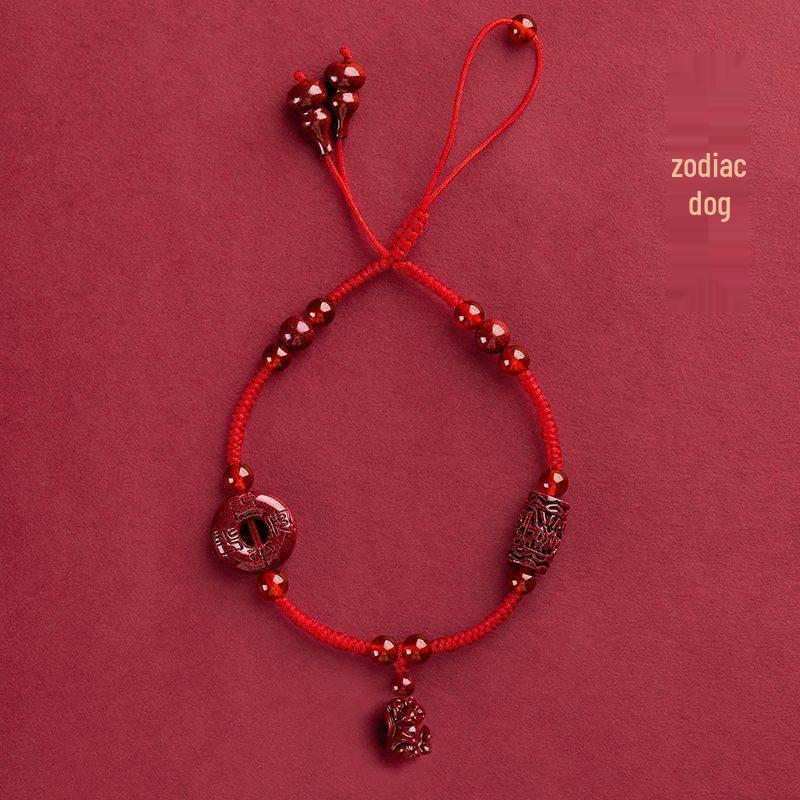 

Cinnabar Zodiac Red String Anklet - 2023 Safe Knot Bracelet, Birth Year Woven Foot Rope with High-End Feel