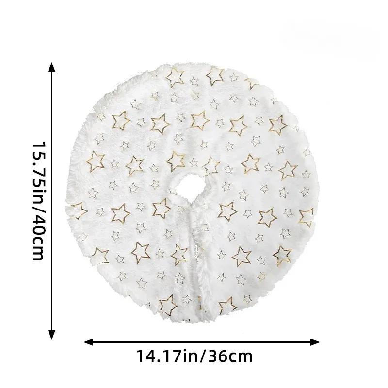 Christmas Tree Skirt 14.96 Inch White Faux Fur Plush Beaded Embroidered Merry Christmas New Year Home Holiday Decoration