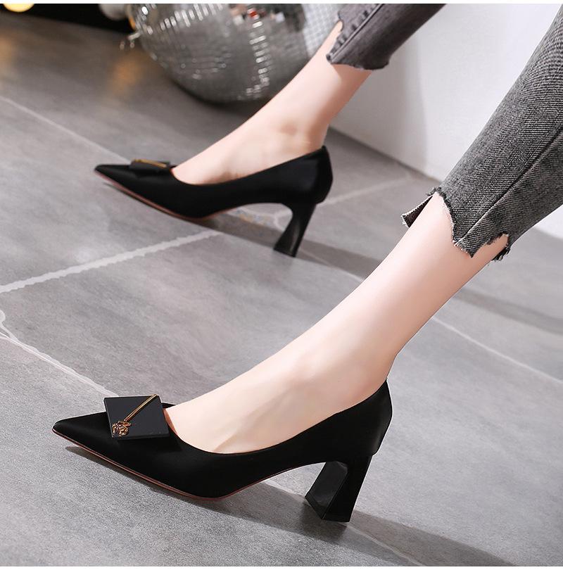 Women's Fashion Black Elegant High Heels 2025 Summer New Party Women's Office Comfortable Soft Soled Shoes Zapatillas De Mujer