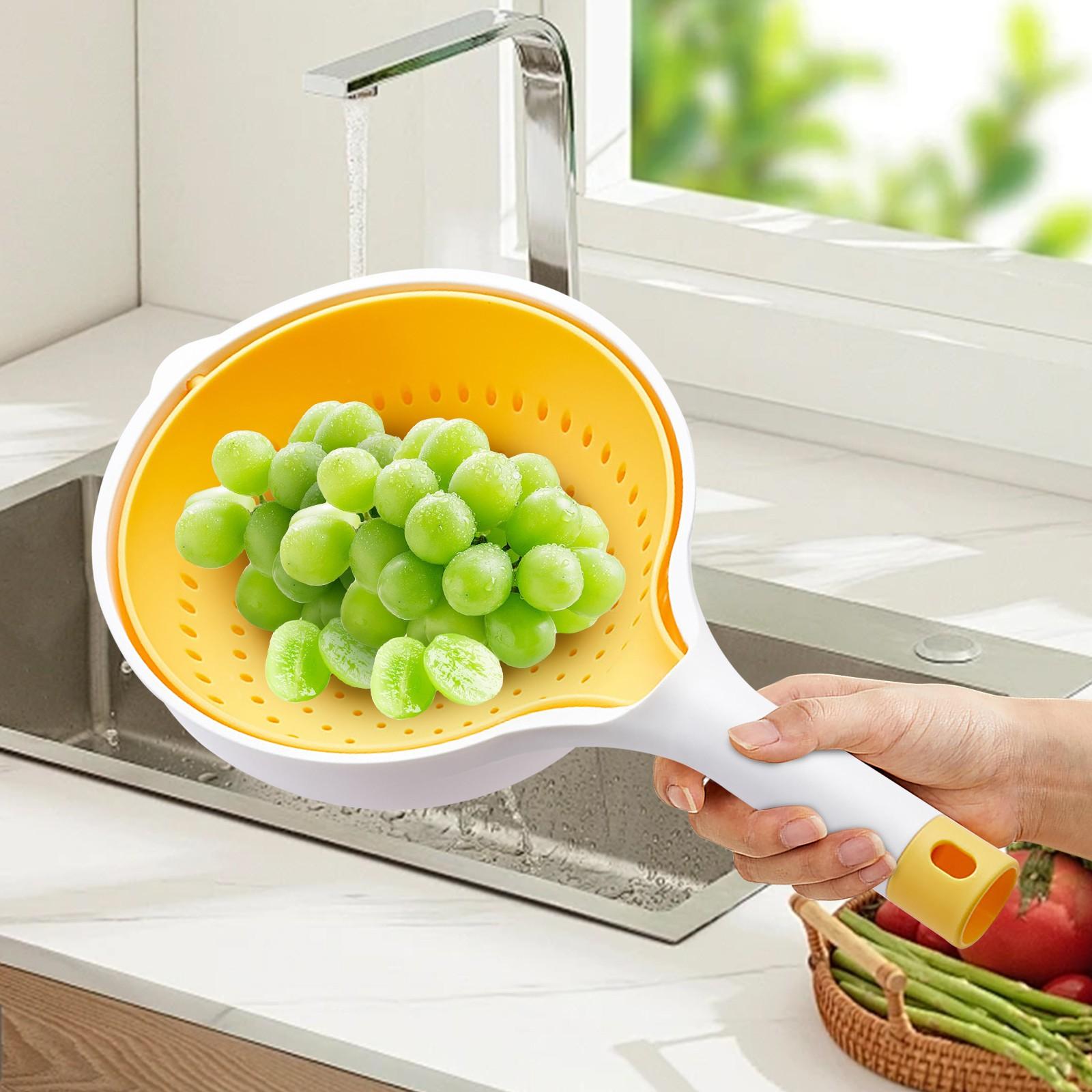 

Двухслойная корзина для мытья овощей, фруктовница, гостиная, дом, креативная современная сетка, кухня в красном стиле One Size жёлтый