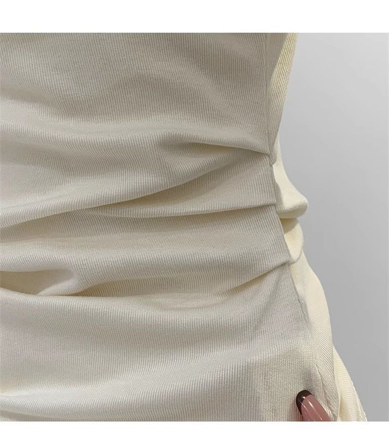 Sommer Reines Verlangen Ein Schulter Schwarz Kurzarm Damen T-Shirt Koreanischer Stil Schlankmachendes Top Freiliegende Schulter Modisch