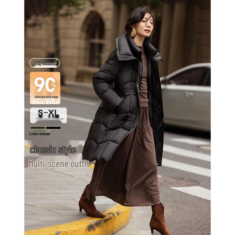 Demana Women's Faux Two-Piece Hooded 90 Duck Down Winter Jacket