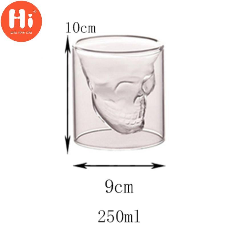 Hi Coffee Mug Double Crystal Skull Head Glass Cup Whisky Wine Vodka Bar Club Pivo Sklenice na víno