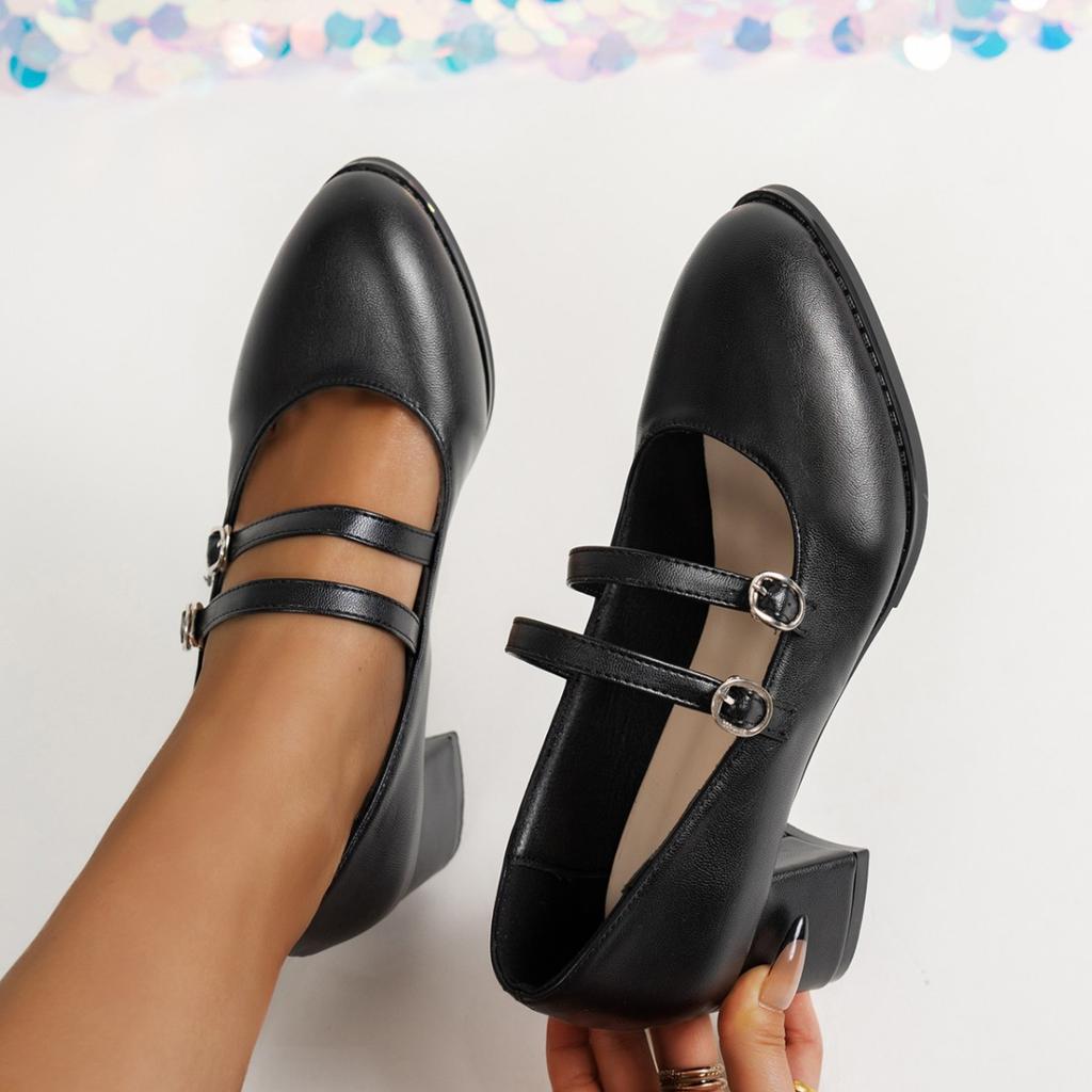 Spring and Autumn New French Medium Heel Coarse Heel Mary Jane Shoes Fairy Wind Round Head Single Shoes Woman