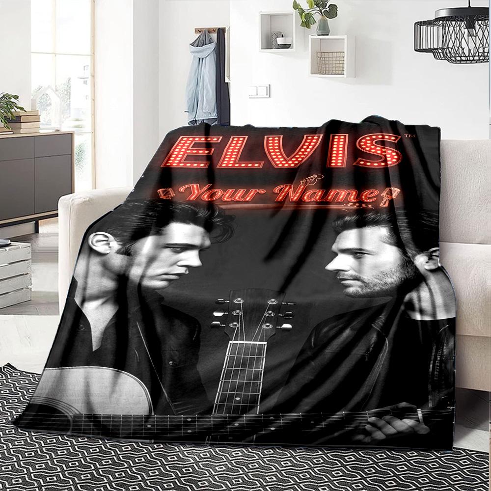 Elvis Presley Personalized Text Blanket Cozy Customizable Blanket Warmthful Decor Perfect for Home Decor Sofa Living Room Bedding