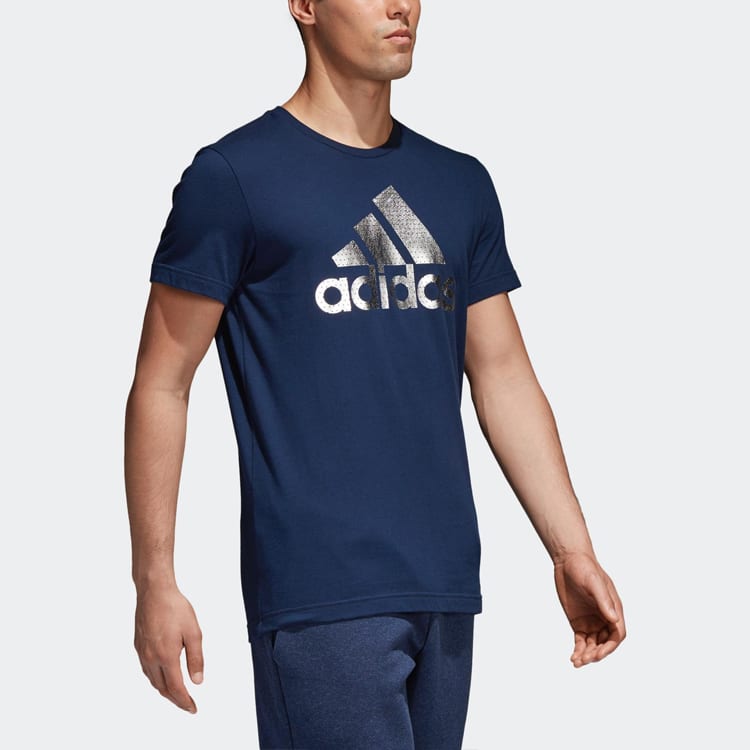 Adidas T Shirts Men's Blue Crew Neck Moderate Straight Fit CV4508