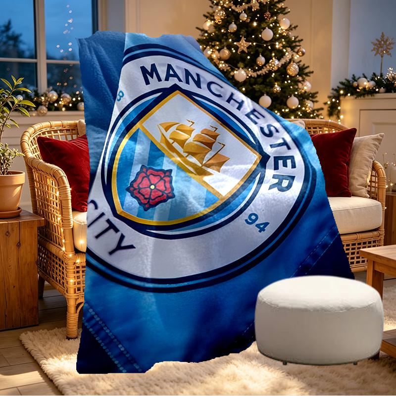 Manchester City FC Print Blanket - Soft & Comfortable, for Bedroom, Travel, Sofa, Home Decoration - Birthday Christmas Gift for Friend