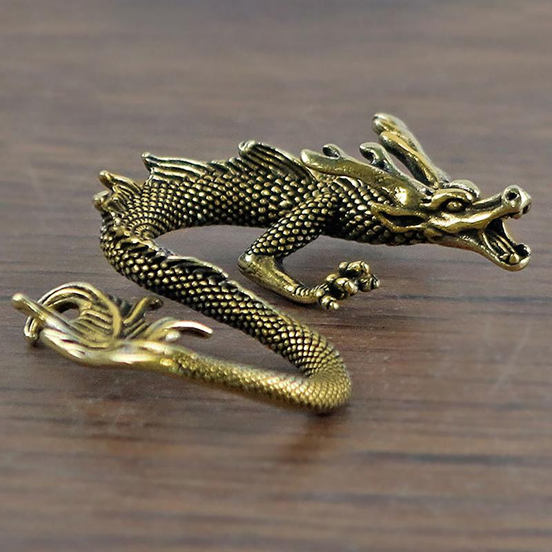 Chinese Beast Dragon Statue Bronze Figurine Ornaments Antique Copper Mythical Animal Miniature Home Decoration Crafts Collection