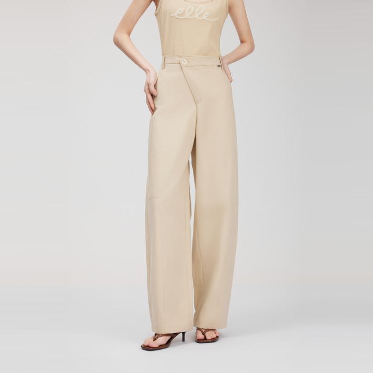 ELLE Versatile Design Mid-Rise Thin Straight Casual Pants Women Bottoms Khaki EK51129