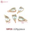 10PCS 4x6MM High Quality Champagne Gold Color Brass and Glass Drop Shape Charms Pendants Jewelry Earrings Findings Accessories