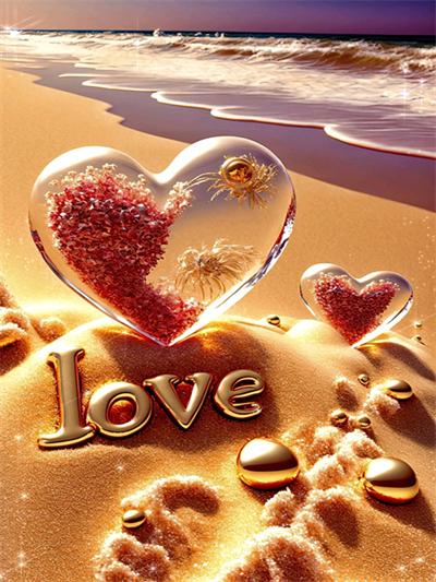 New Arrival Diamond Mosaic Love Stone Embroidery Heart Cross Stitch Seaside Painting Flower Fantasy Landscape Wall Decor