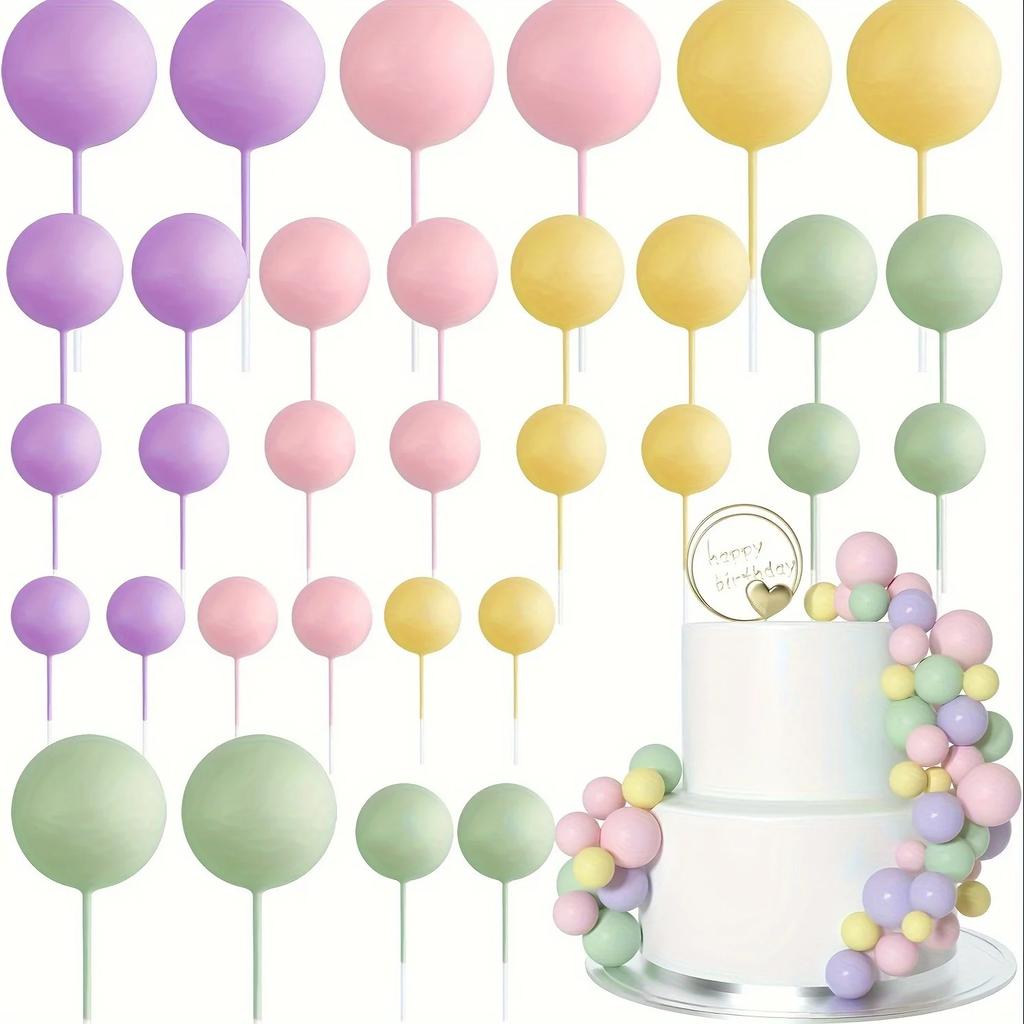20Pcs Happy Birthday Cake Gold And Silver Foam Ball Wedding Party Birthday Cake Anniversary Party Decor DIY Christmas Decoration