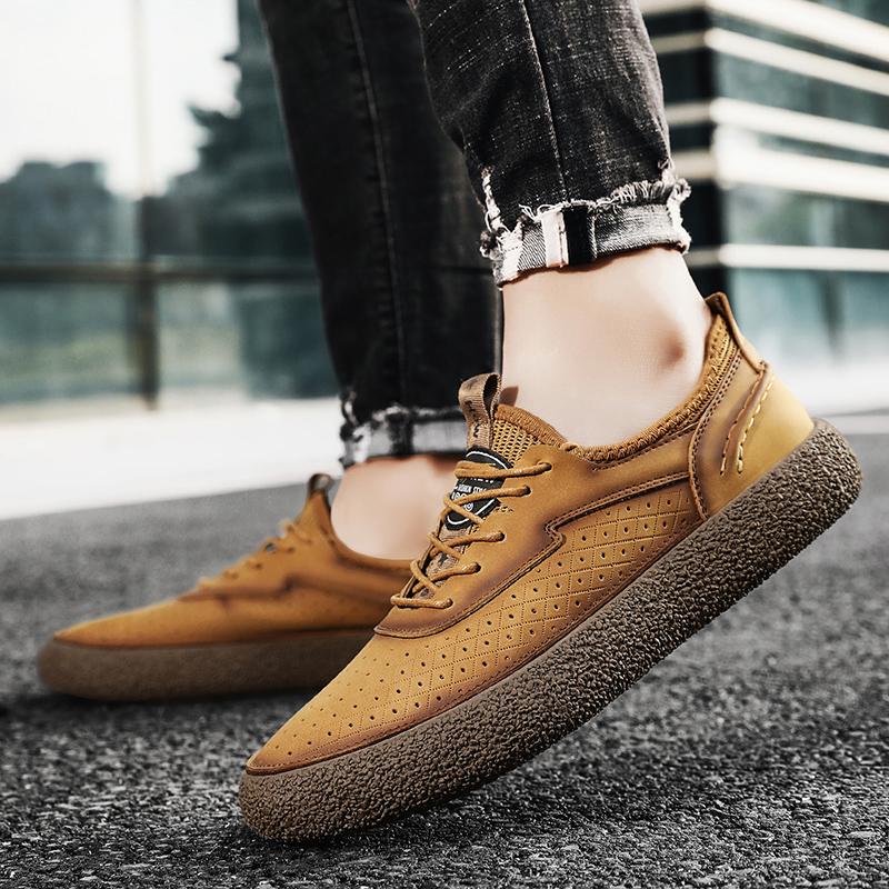 Fashion High Quality Men's Casual Shoes Breathable Summer Leather Shoes Wear-resistant Work Shoes Fashionable Flat Outdoor Sports Shoes