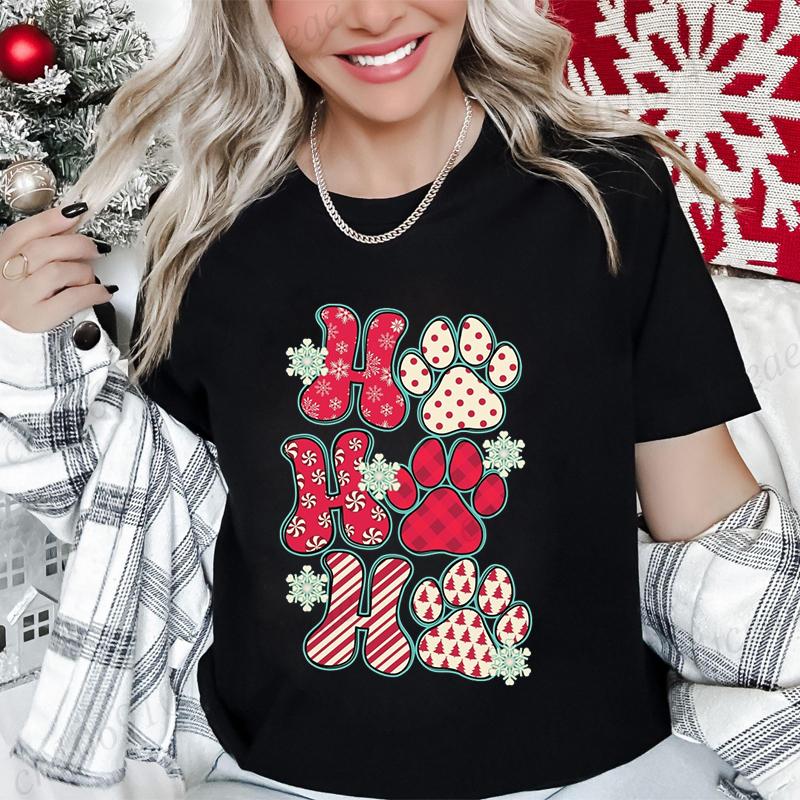 Women's T-shirt Short Sleeved Breathable Retro Round Neck Top Casual T-shirt Christmas Women's T-shirt