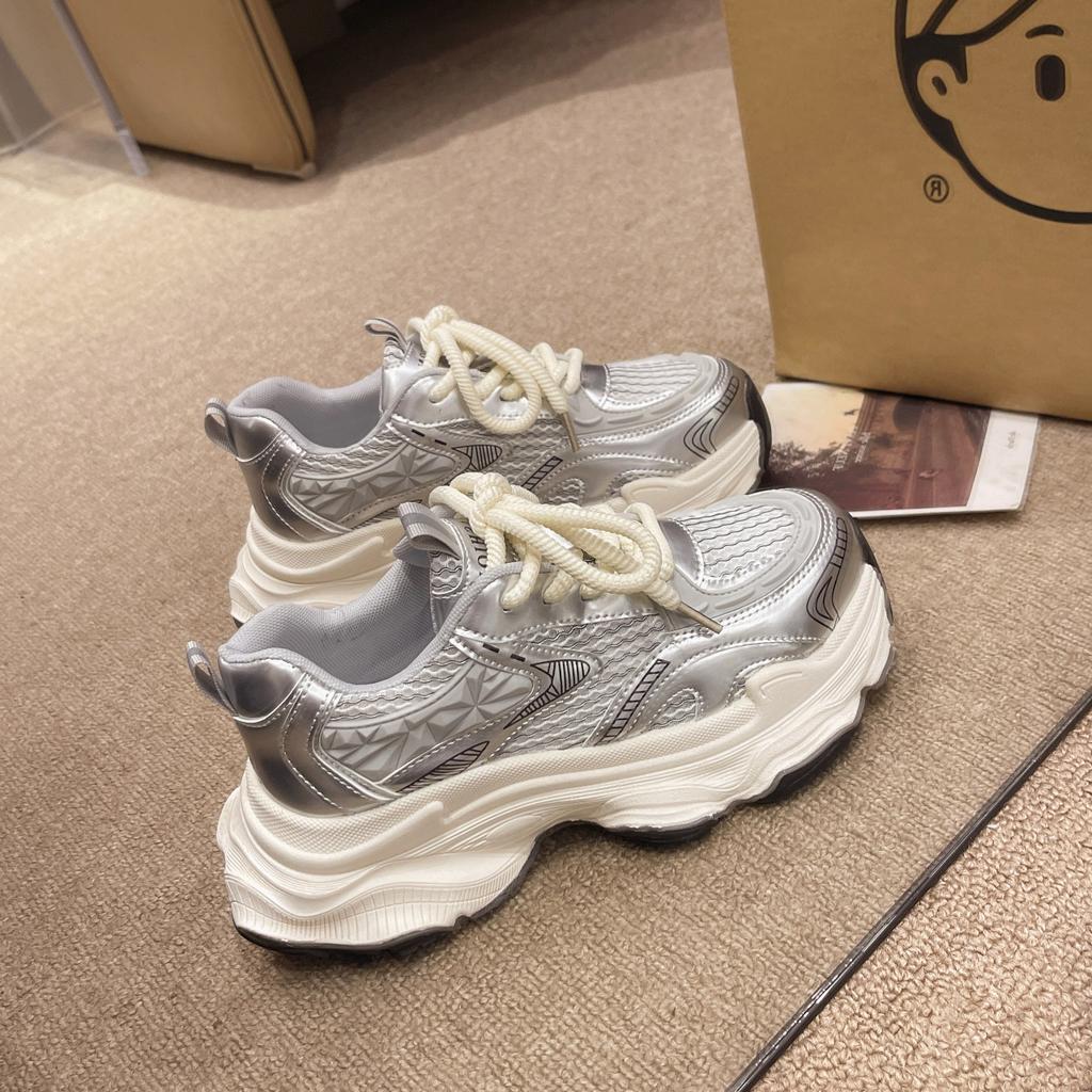 Dad shoes female ins versatile Internet celebrity platform spring and summer 2025 students new sports breathable white shoes