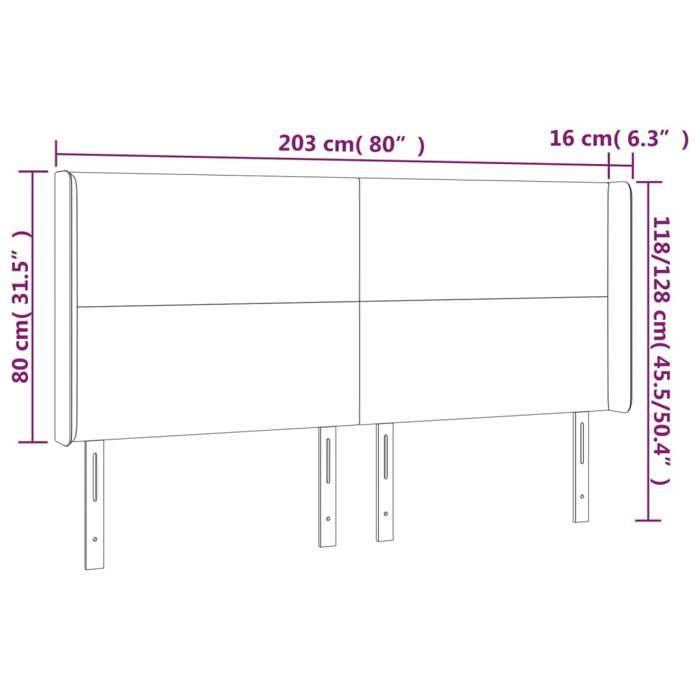 VidaXL Tête de Lit à LED Meuble de Chambre à Coucher Accessoire de Lit Double Tête de Cadre de Lit Intérieur Taupe 3123794