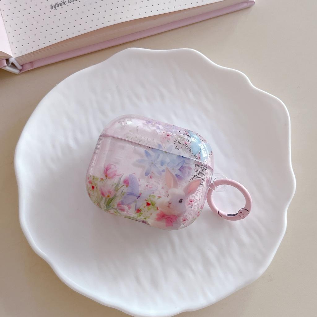 IMD Rabbit Flower AirPodspro1 Wireless Bluetooth Headset Cover for Apple 1st Generation/Pro Generation ins Transparent