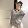 Spring and Autumn New Yarn Snowflake Stripe Korean Slack Lazy Stripe Sunscreen T-Shirt Women's Long Sleeve Air Conditioning Blouse